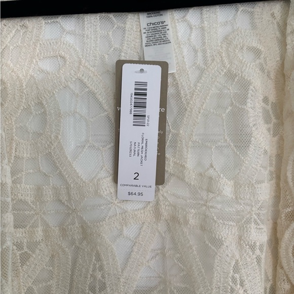 Chico's Cream Lace Cardigan  Size 2. NWT - Picture 4 of 4